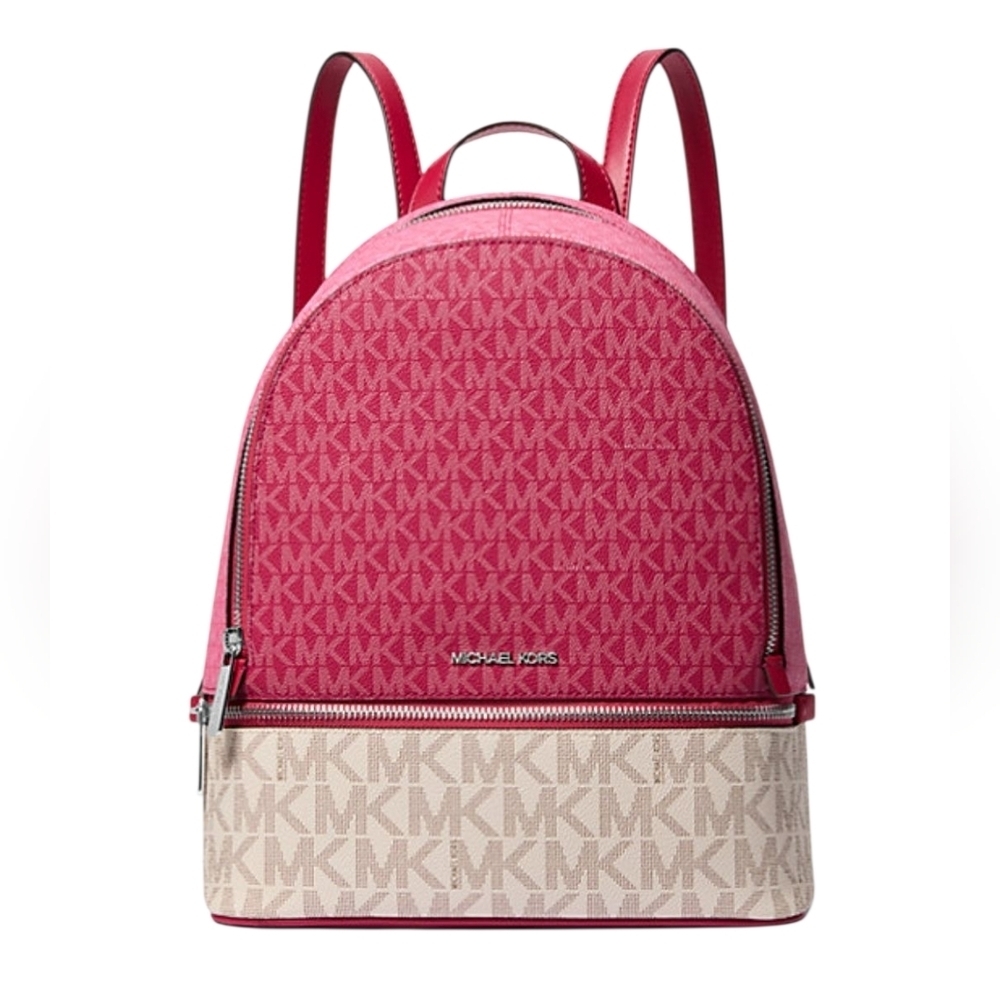 Michael Kors Rhea Medium Color-Block Signature Logo Backpack - Picture 12 of 13